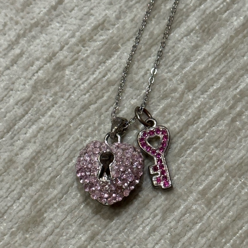 Y2K Heart Lock and Key Pendant Necklace